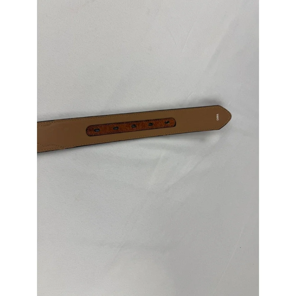 Nocona Belt Co Western Belt Mens 36‎ Brown Leather Brass Buckle